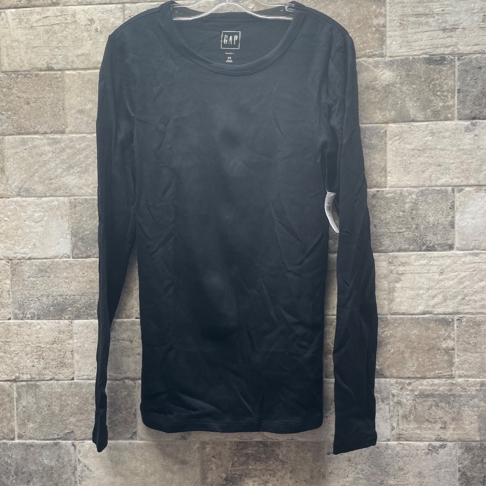 ❤️ GAP BLACK MODERN T CREWNECK LONG SLEEVE TOP SIZE XS NEW - Picture 3 of 4